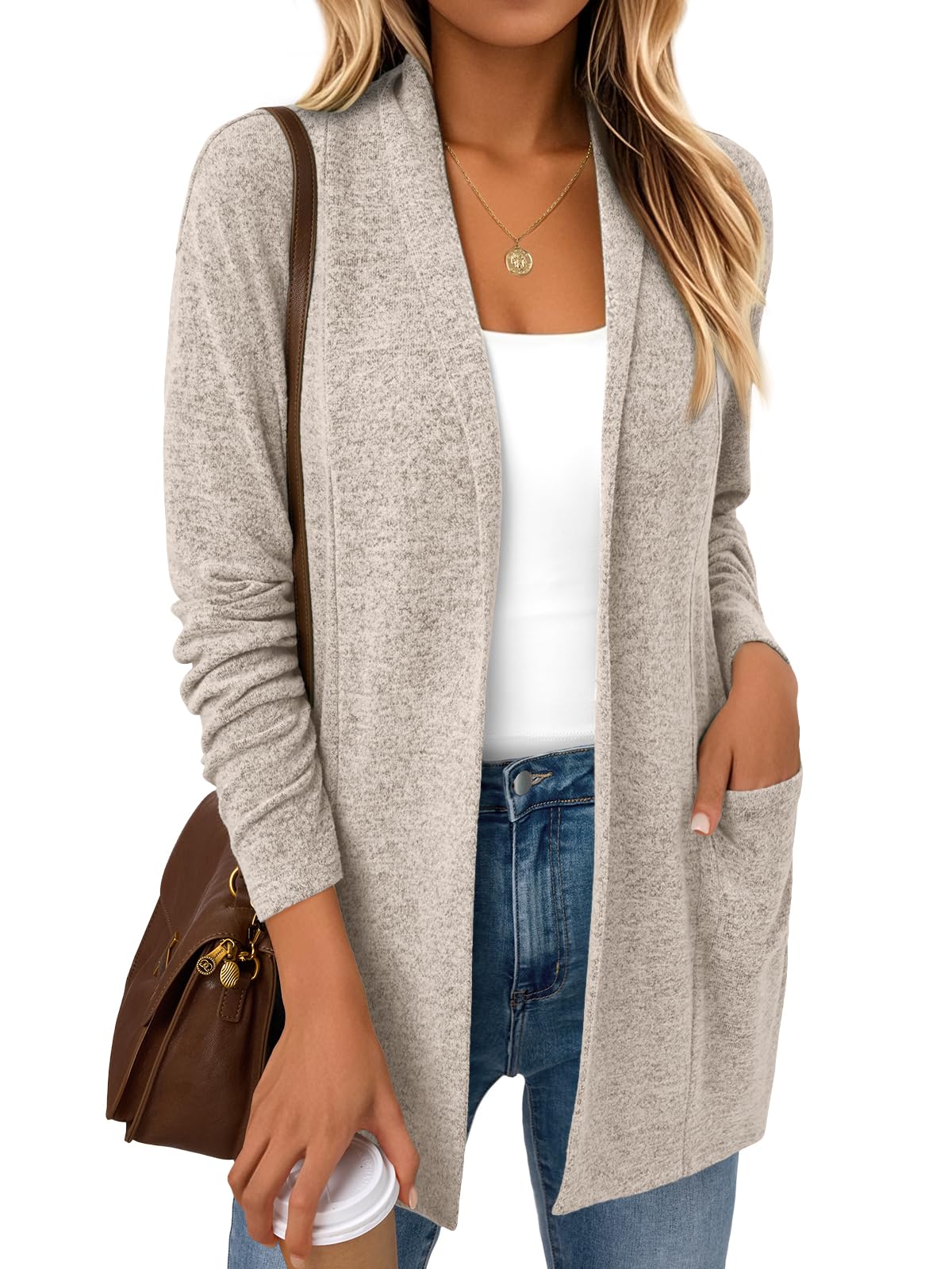 Lightweight Open Front Cardigan