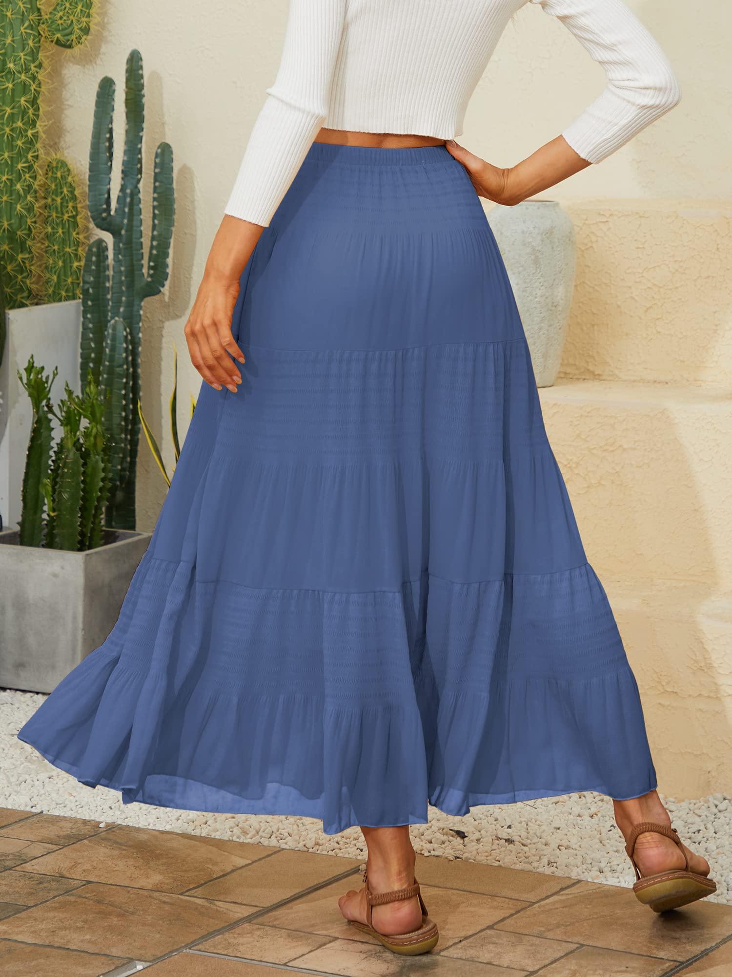 Pleated Chiffon Maxi Skirt
