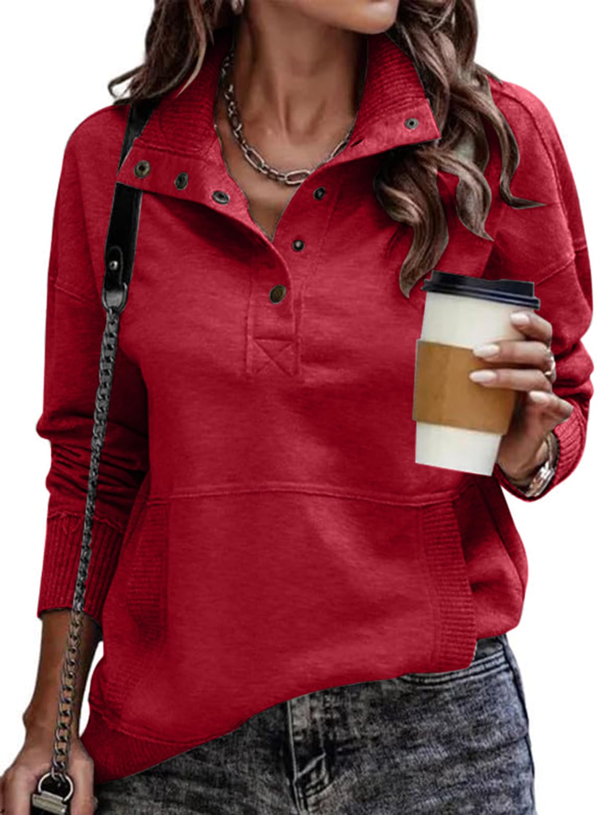 Stand Neck Drawstring Sweatshirt