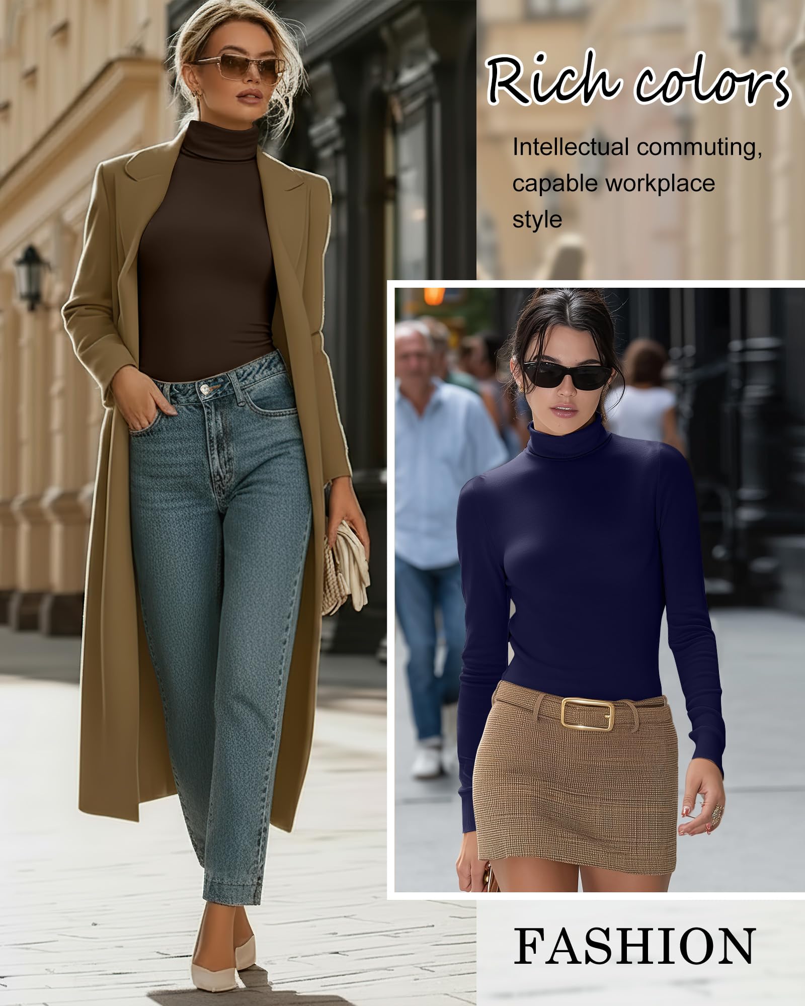 3-Pack Cotton Turtleneck Tops