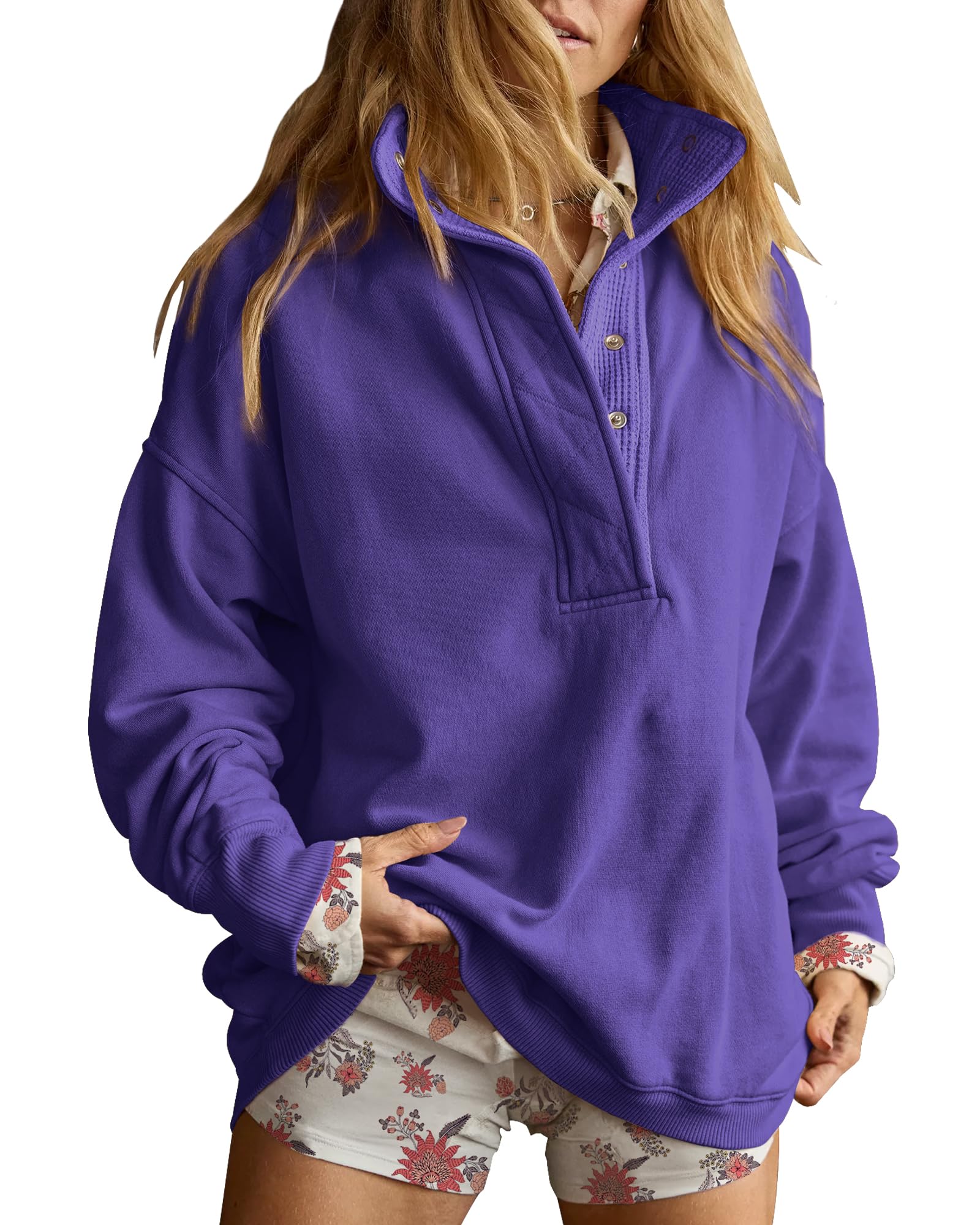 Oversized Henley Sweatshirt