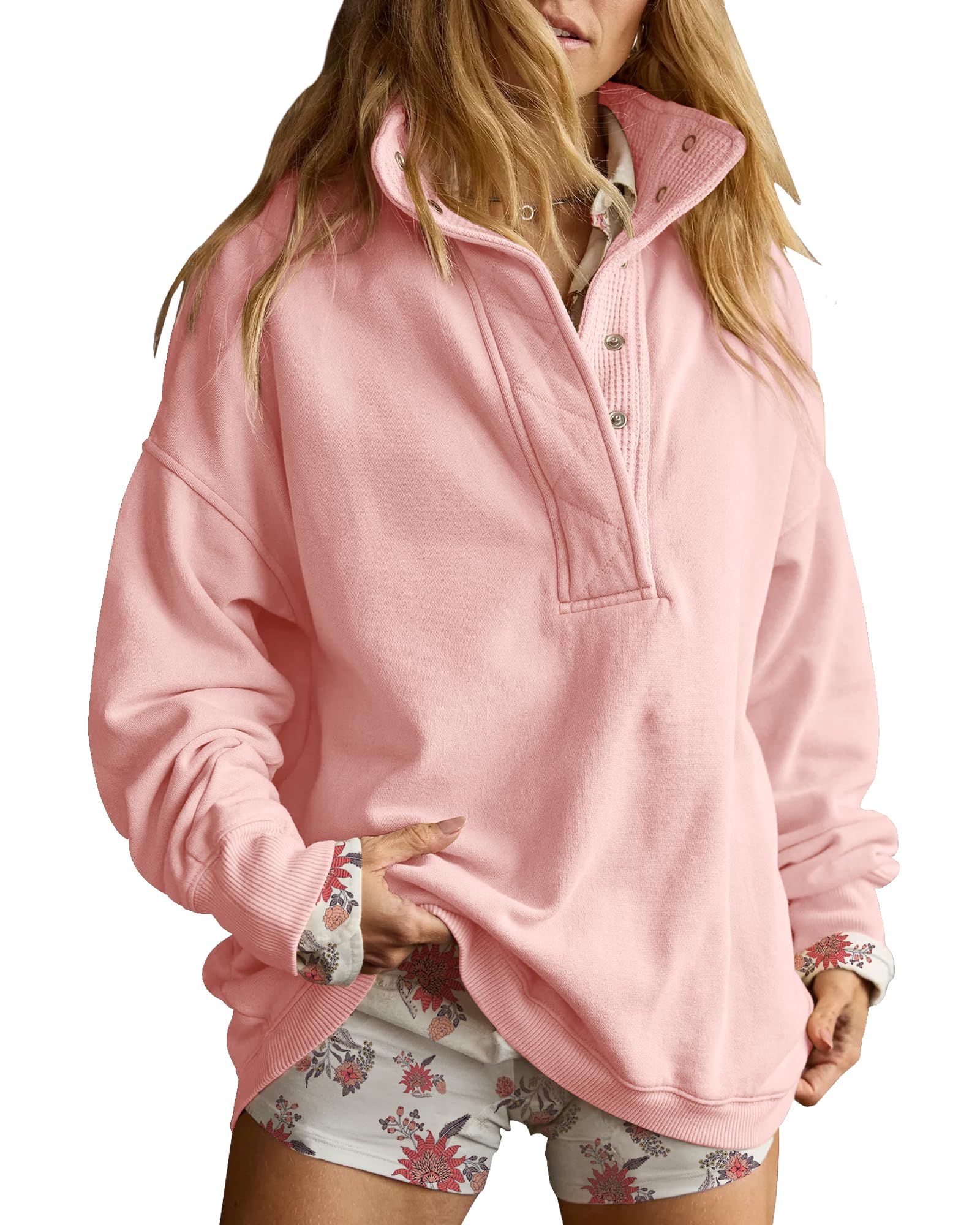 Oversized Henley Sweatshirt