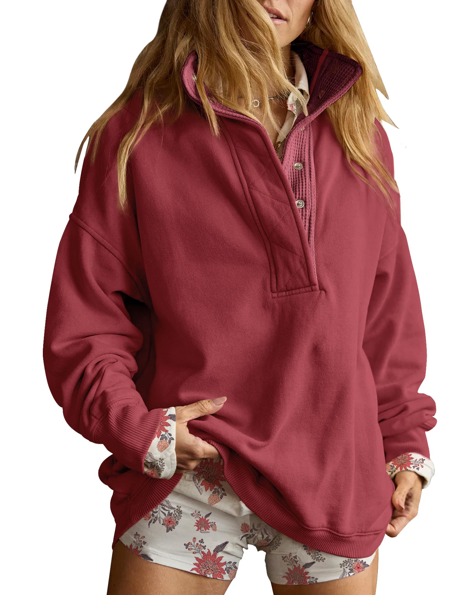 Oversized Henley Sweatshirt
