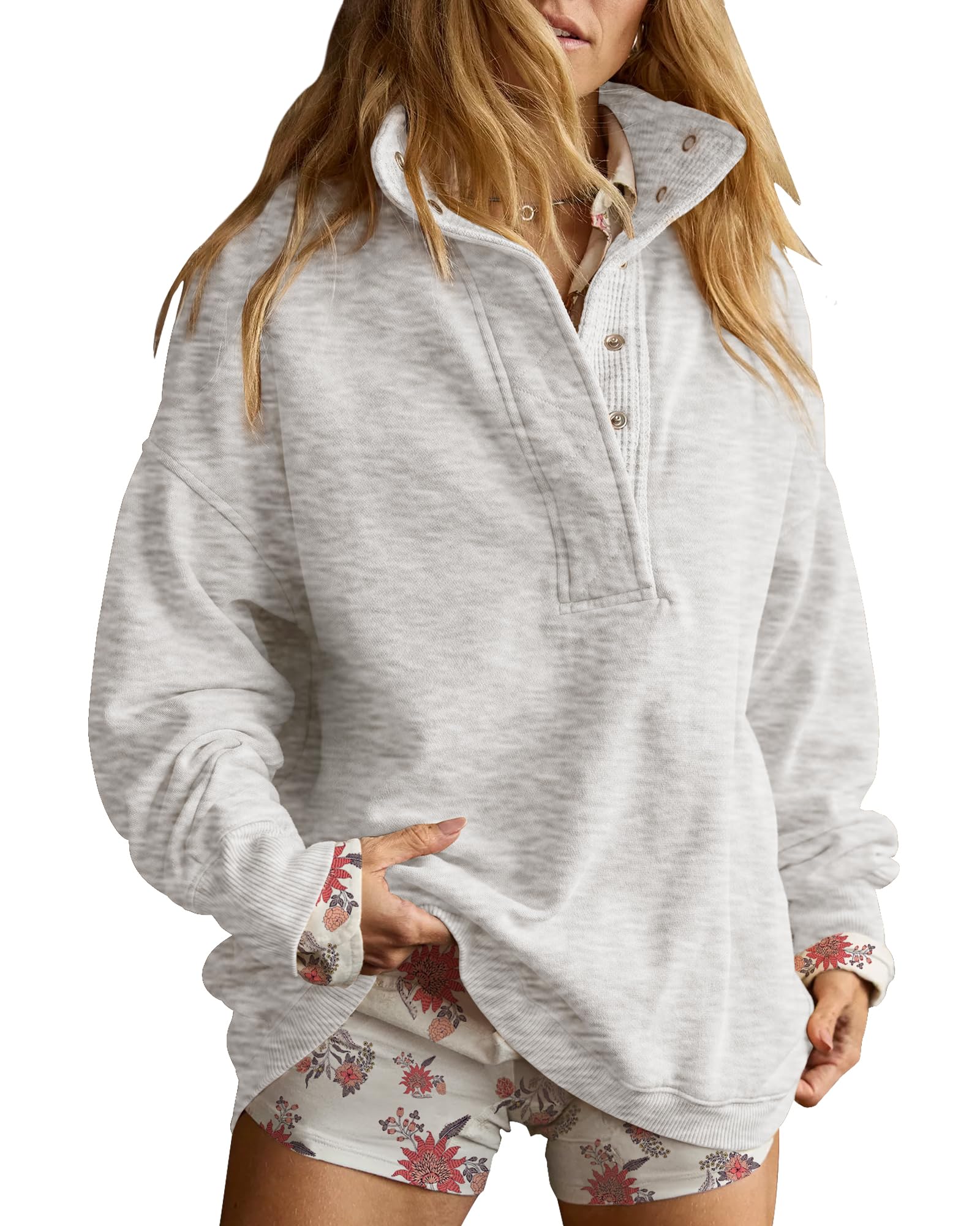 Oversized Henley Sweatshirt