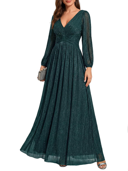 Glitter A-Line Evening Gown