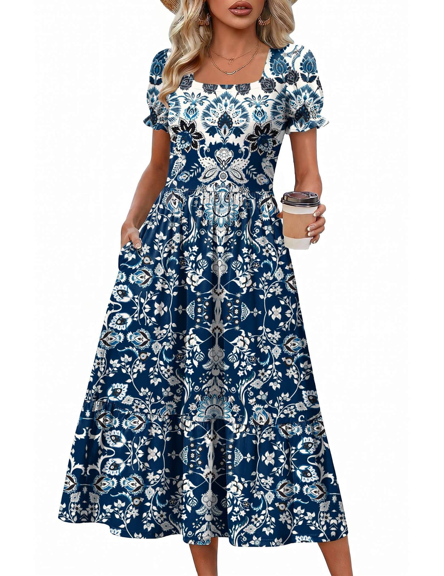 Tiered Flowy Midi Dress