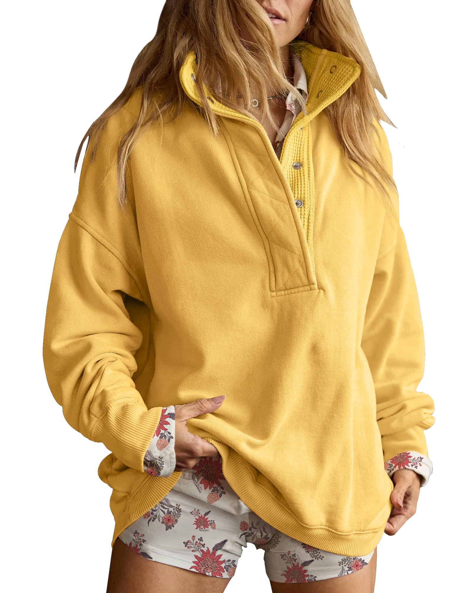 Oversized Henley Sweatshirt