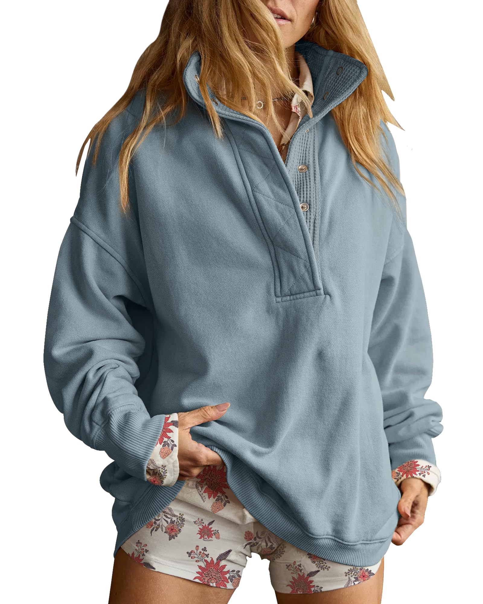 Oversized Henley Sweatshirt