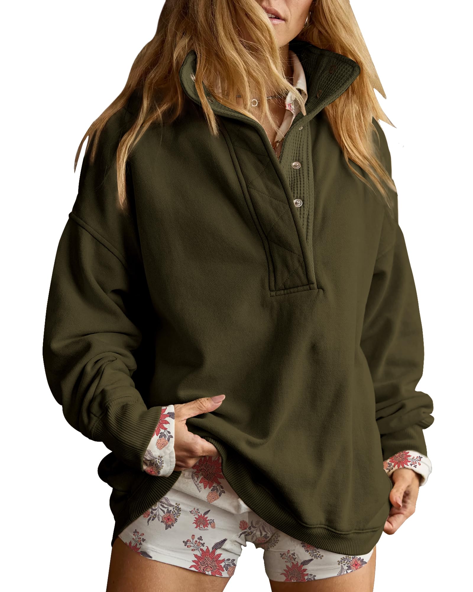 Oversized Henley Sweatshirt