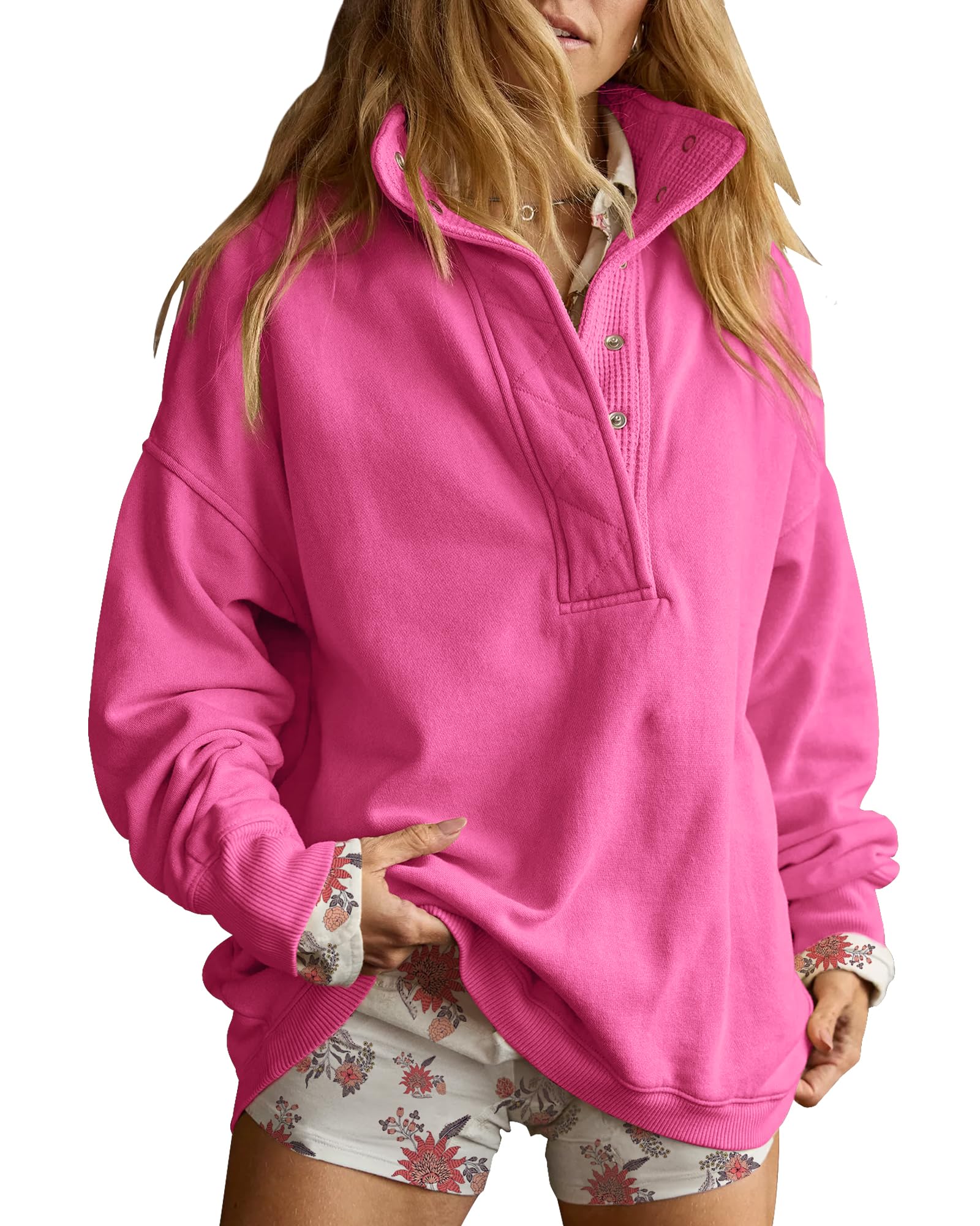 Oversized Henley Sweatshirt