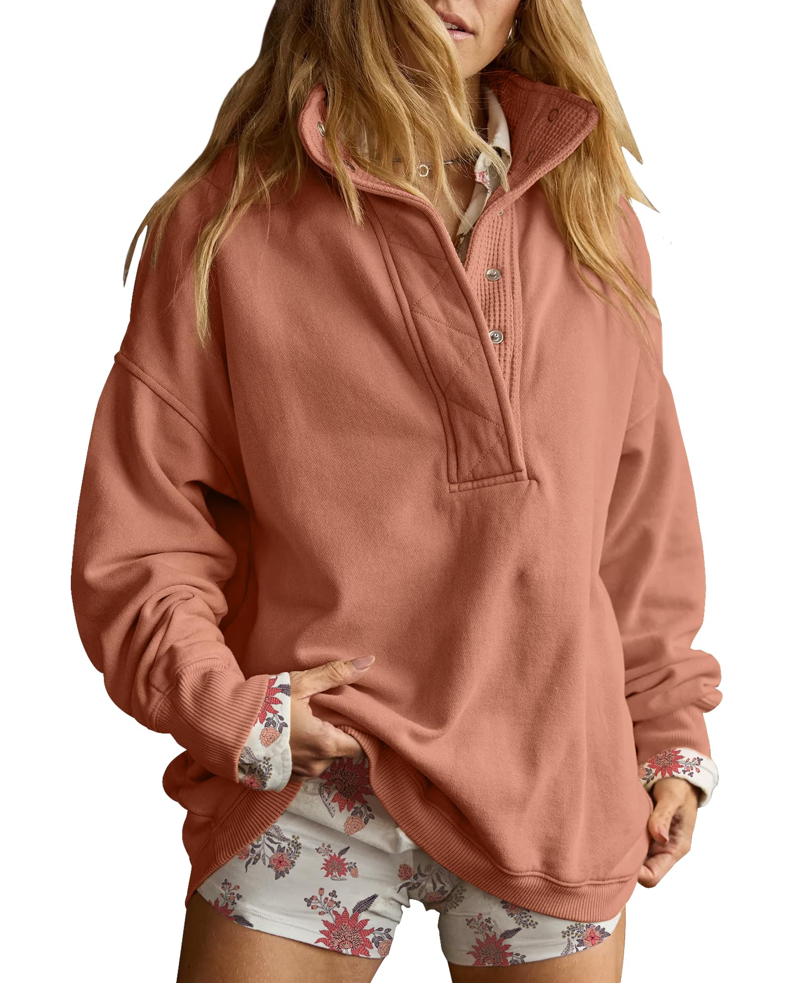 Oversized Henley Sweatshirt