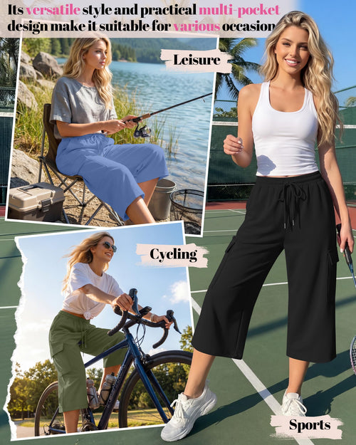 3-Pack Wide Leg Capri Pants