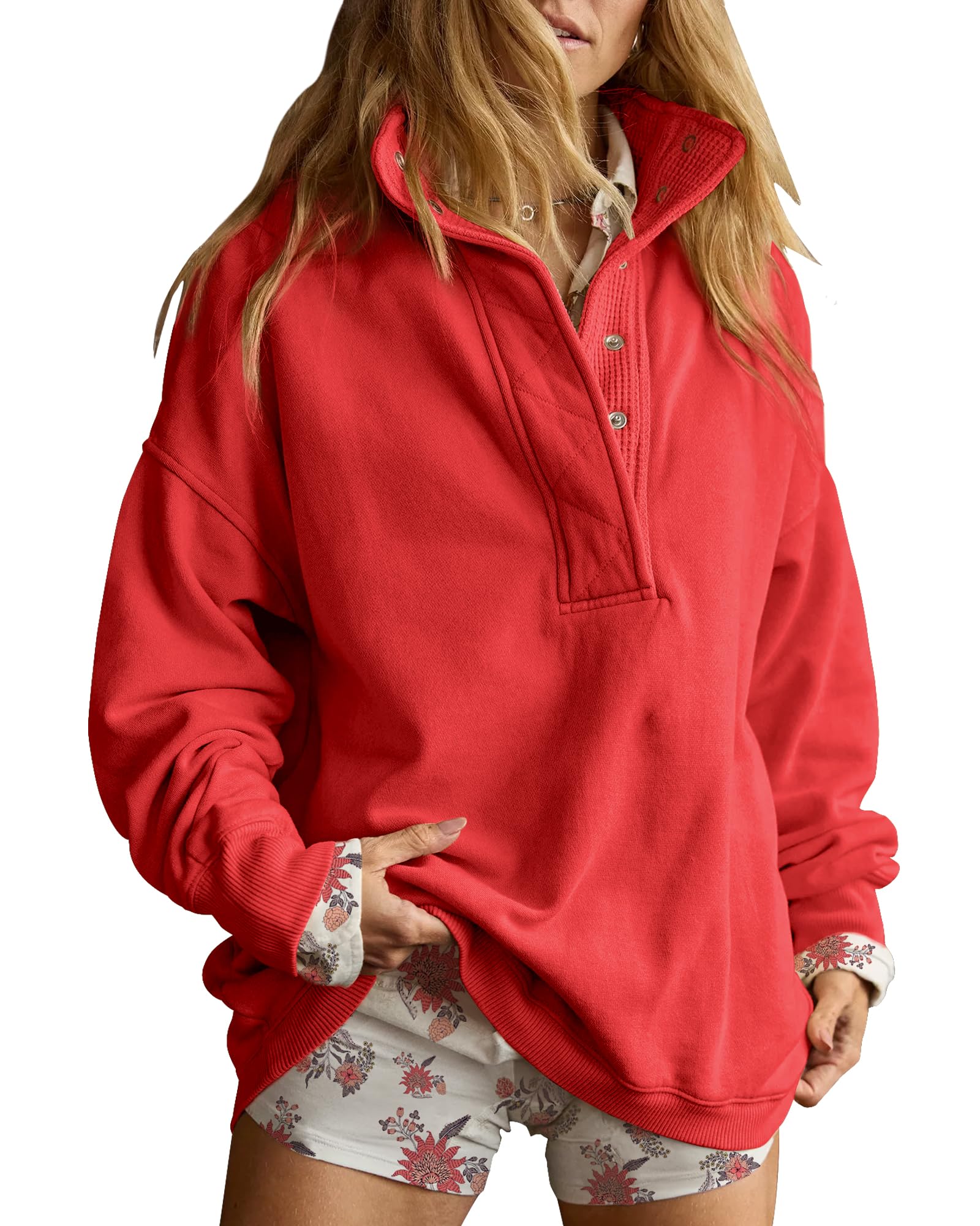 Oversized Henley Sweatshirt