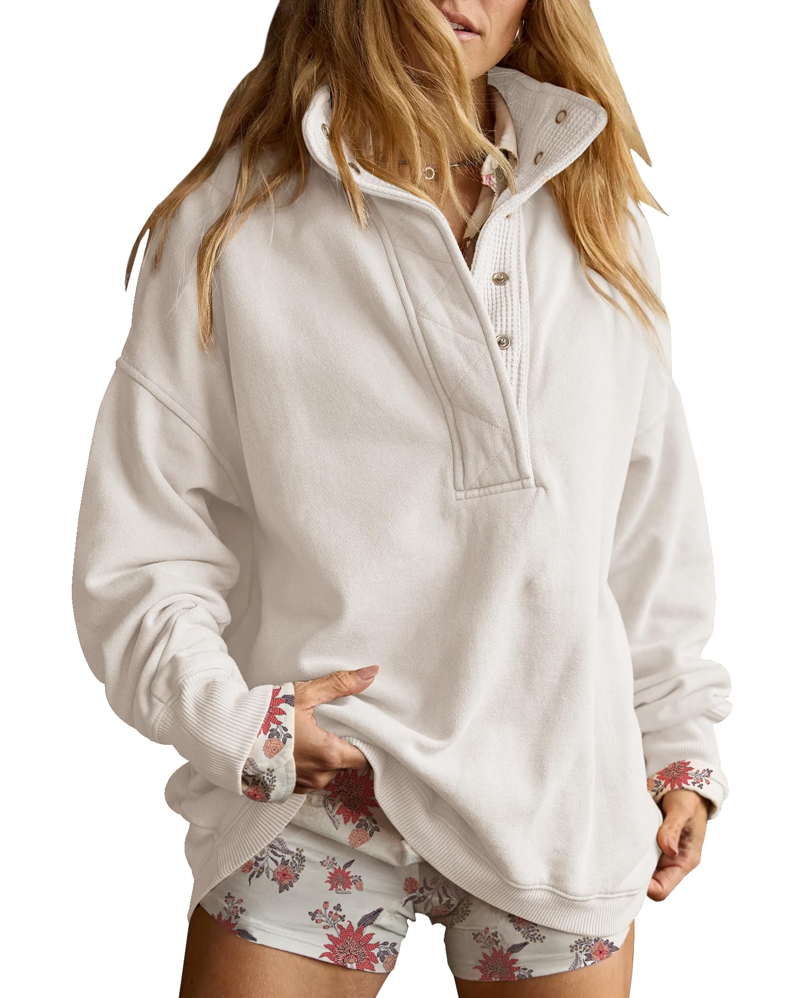 Oversized Henley Sweatshirt