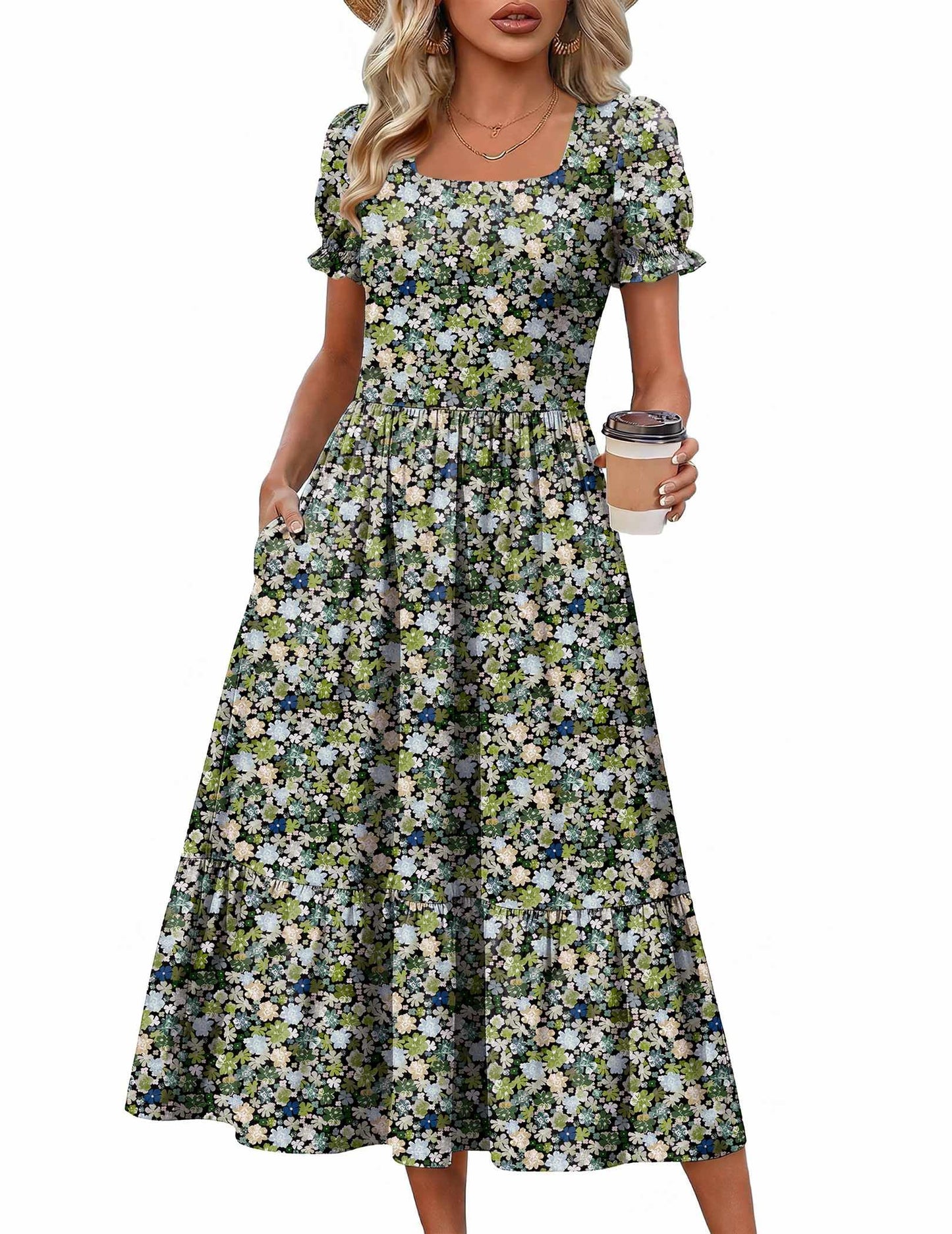 Tiered Flowy Midi Dress