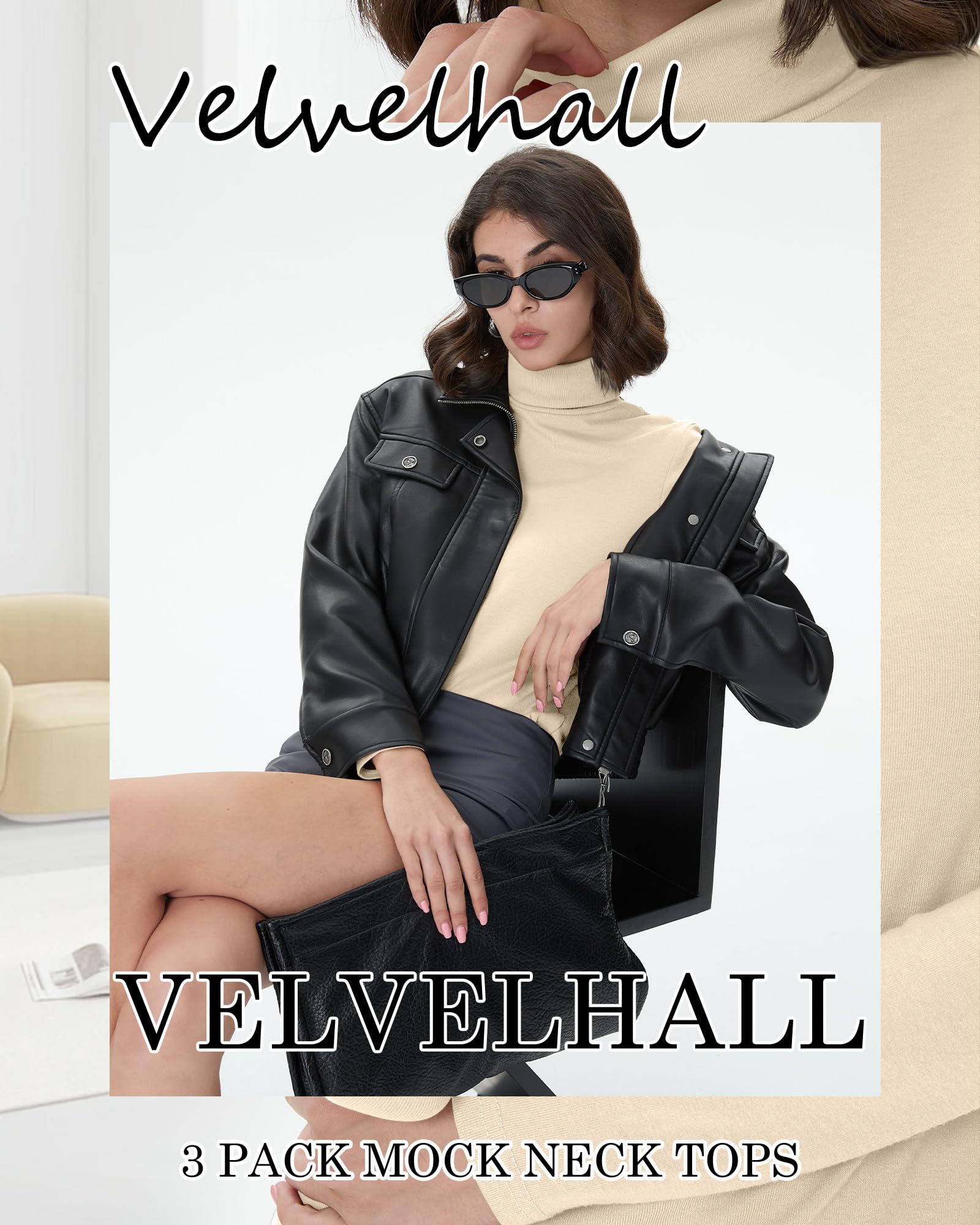 3-Pack Cotton Turtleneck Tops