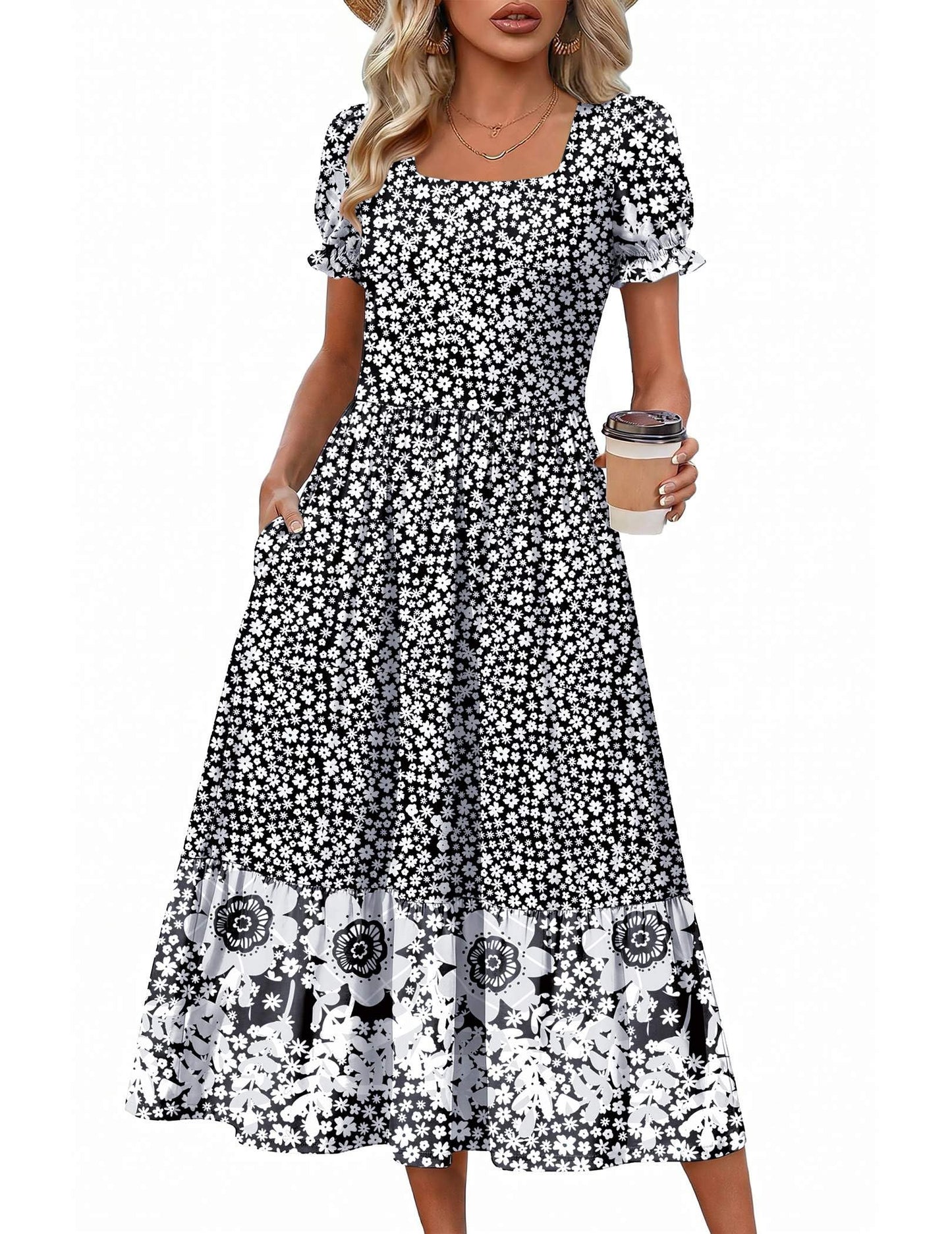 Tiered Flowy Midi Dress