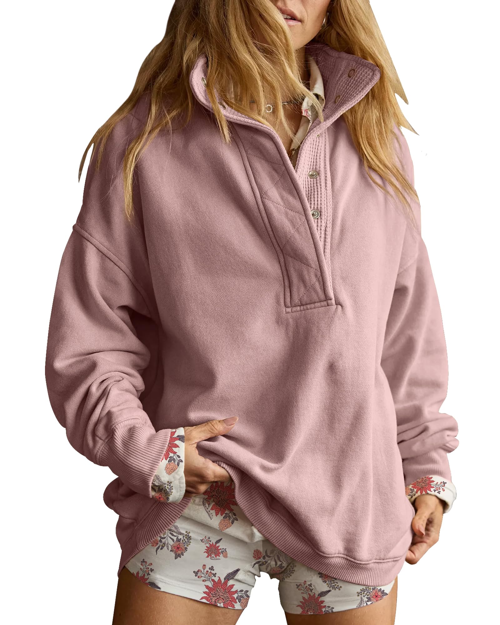 Oversized Henley Sweatshirt