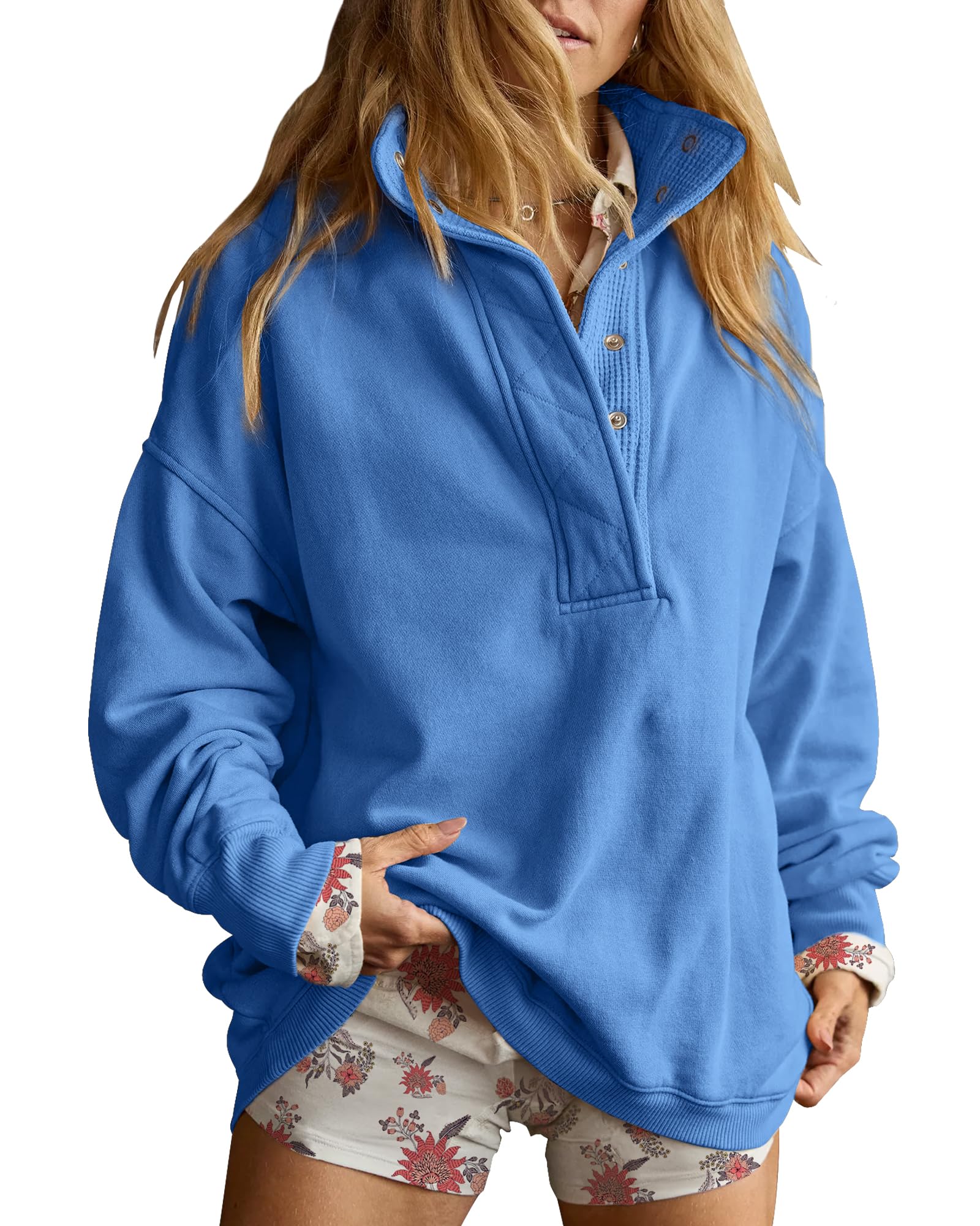 Oversized Henley Sweatshirt