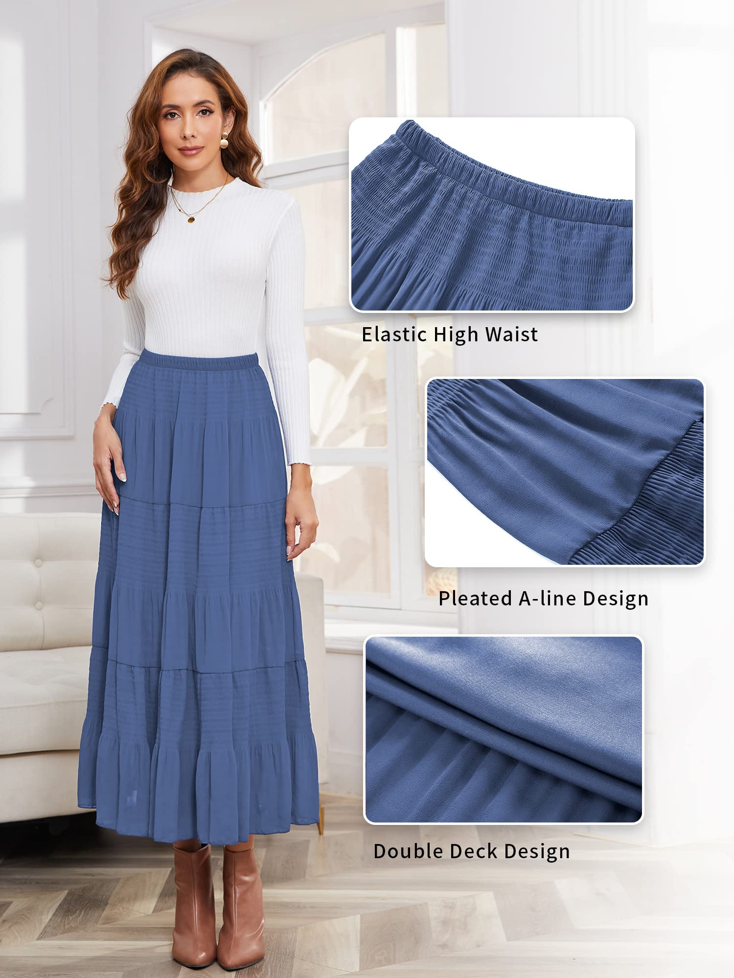 Pleated Chiffon Maxi Skirt
