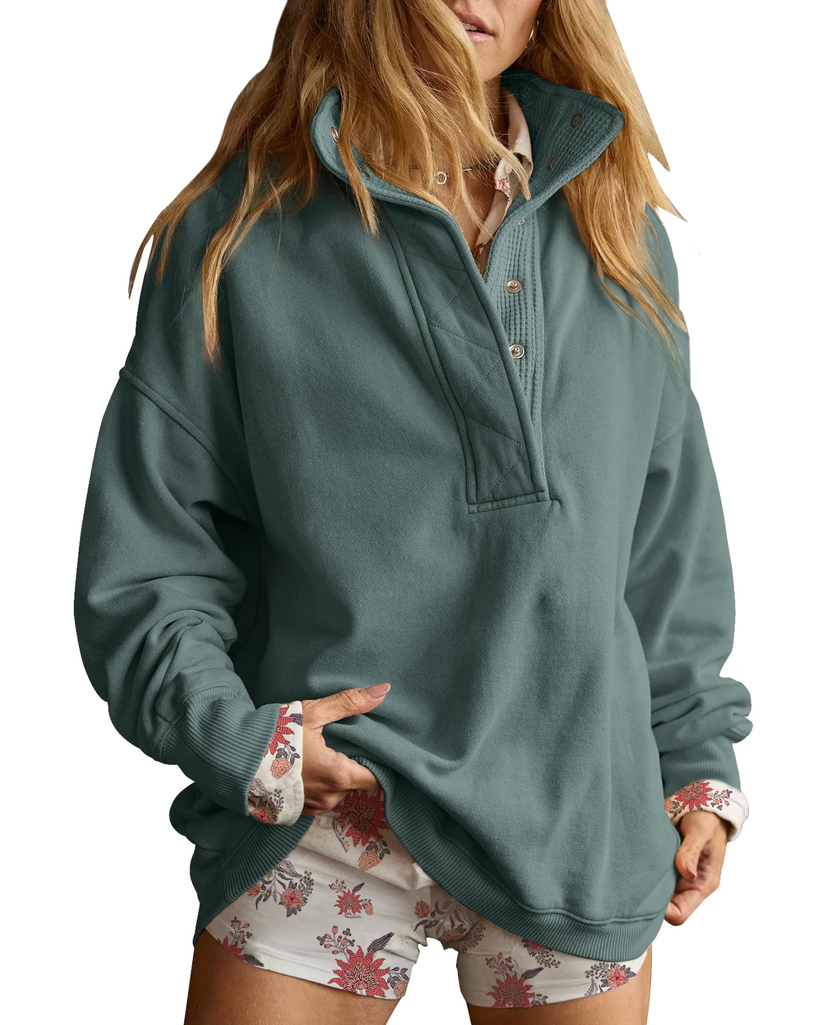 Oversized Henley Sweatshirt