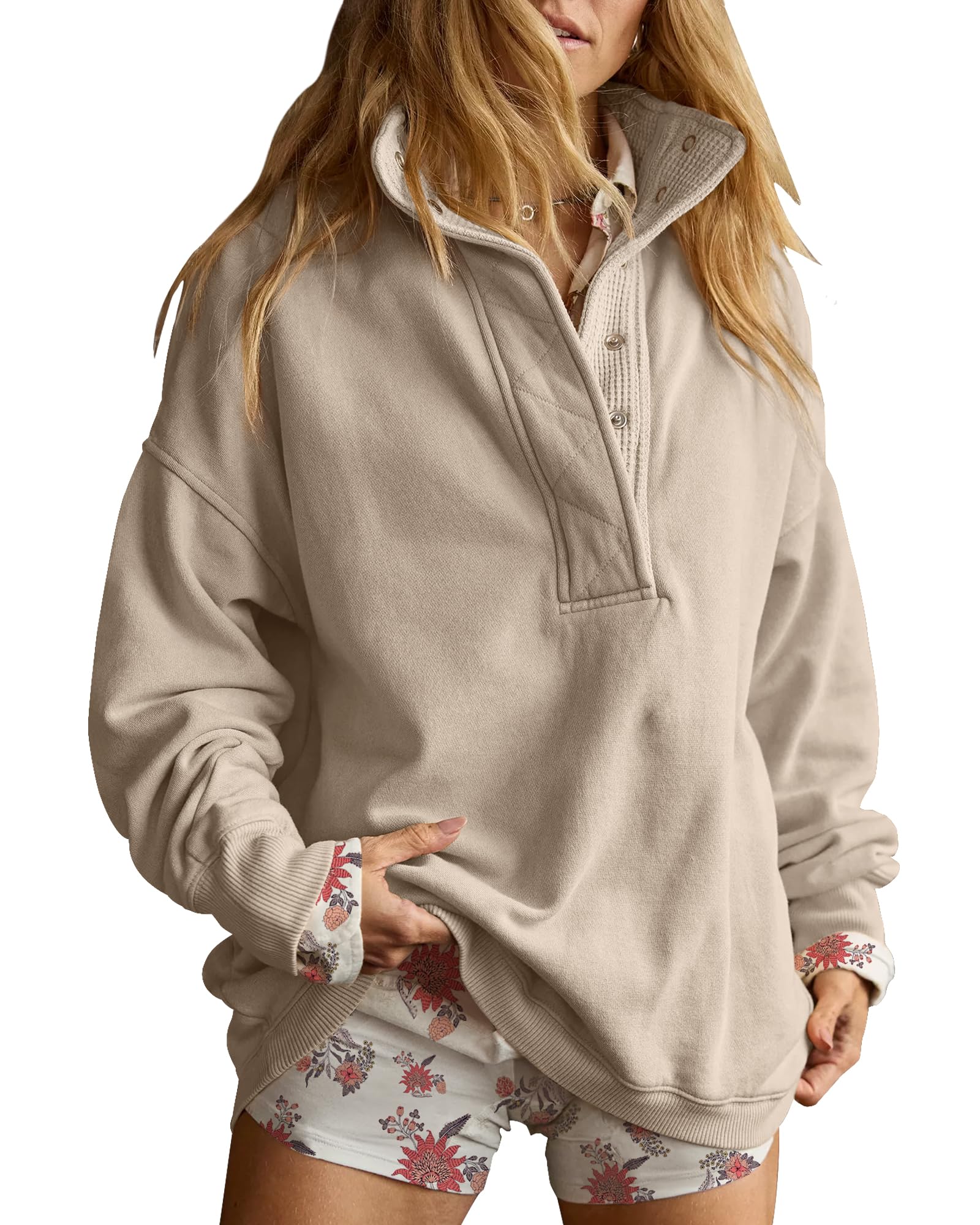 Oversized Henley Sweatshirt