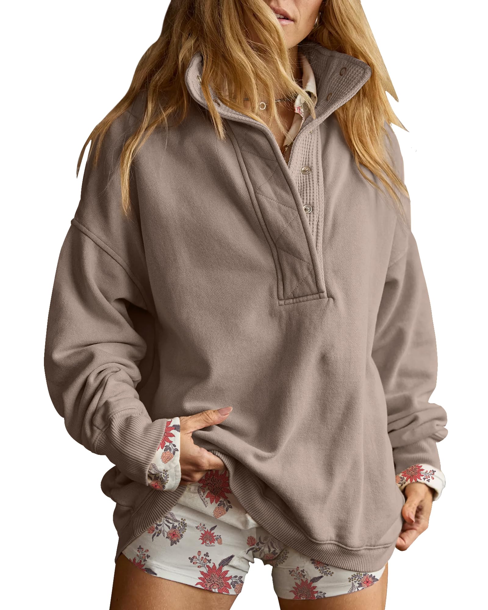 Oversized Henley Sweatshirt