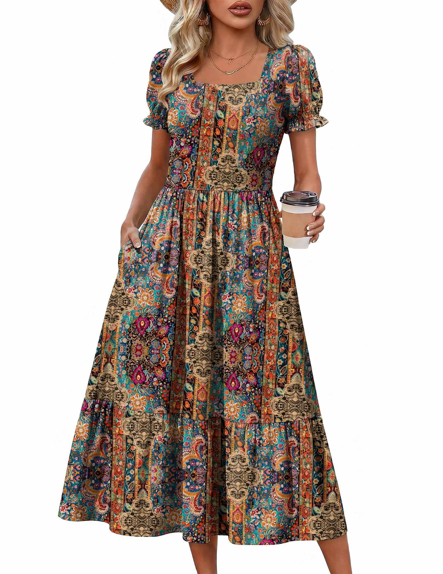Tiered Flowy Midi Dress