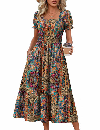 Tiered Flowy Midi Dress