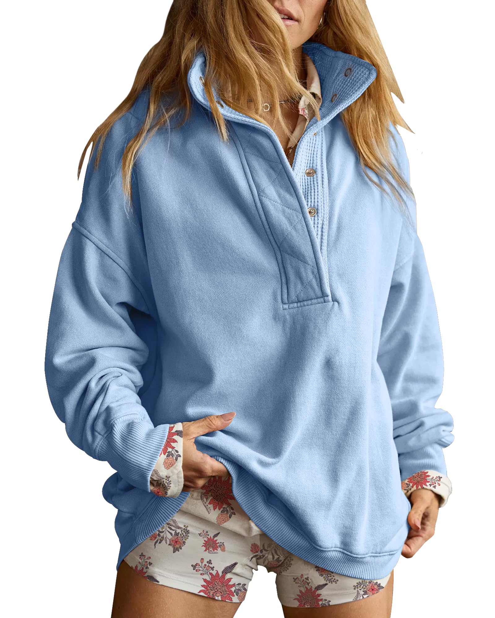 Oversized Henley Sweatshirt