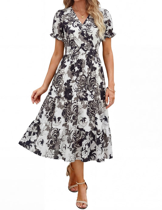 Puffy Sleeve Midi Dress