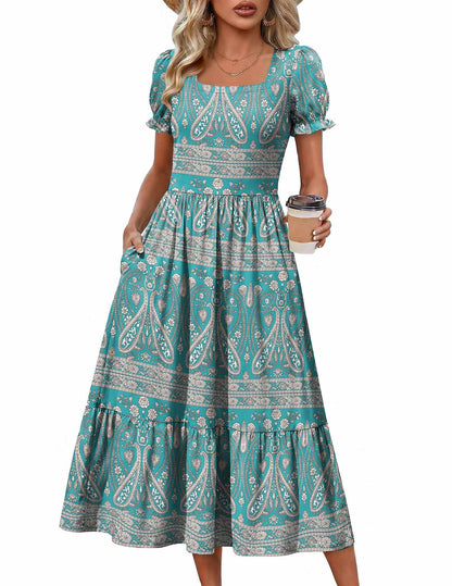 Tiered Flowy Midi Dress