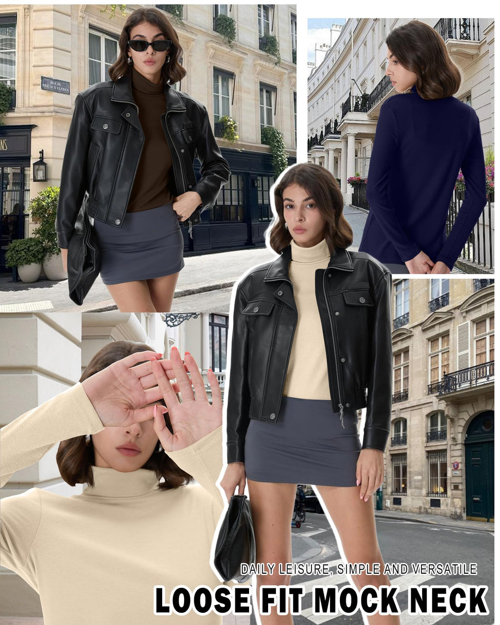 3-Pack Cotton Turtleneck Tops