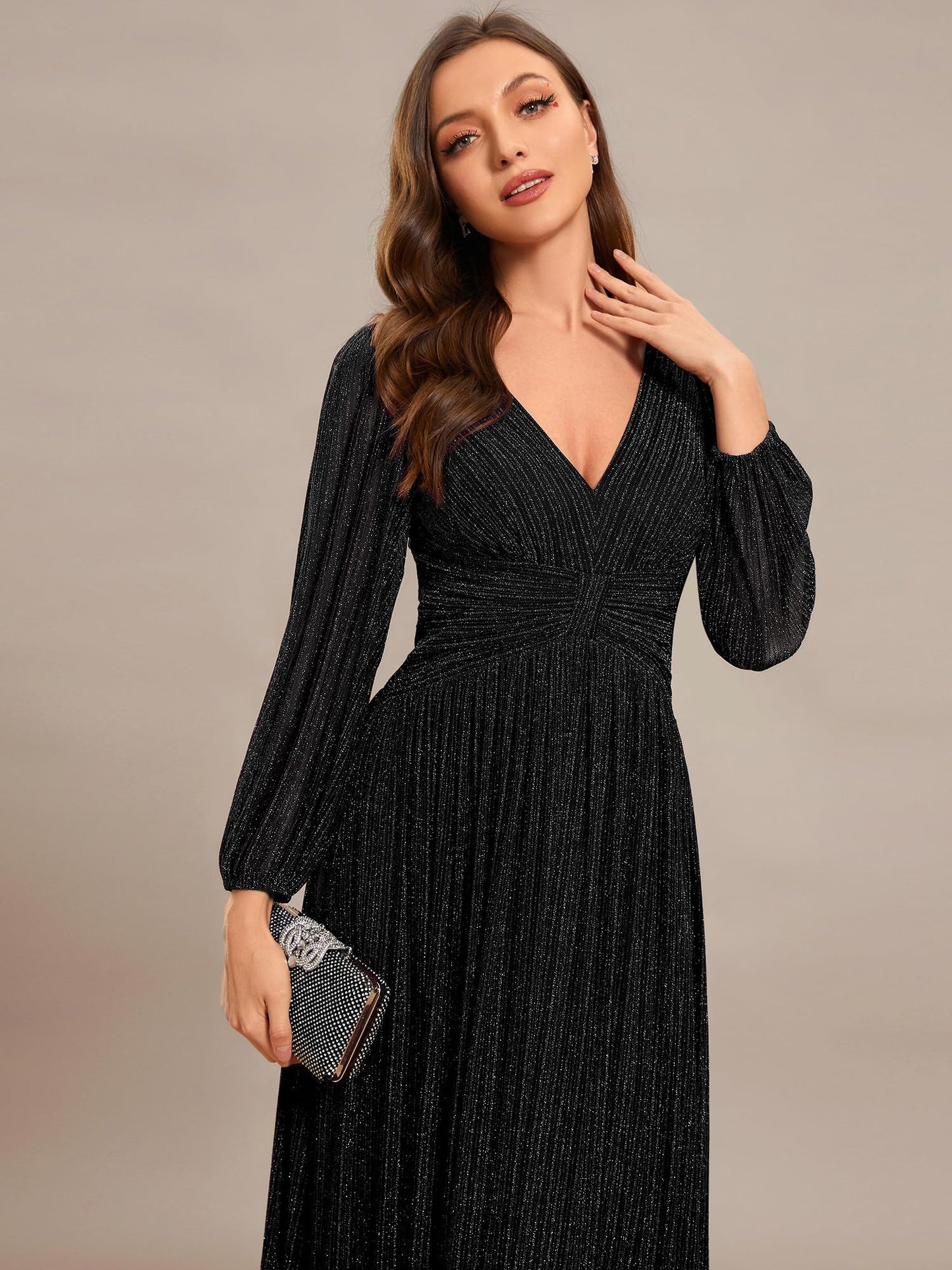 Glitter A-Line Evening Gown
