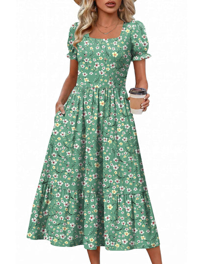Tiered Flowy Midi Dress